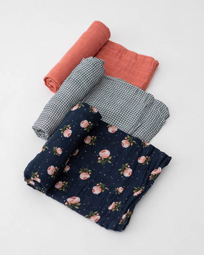 Little Unicorn Cotton Muslin Swaddle 3-Pack - Midnight Rose