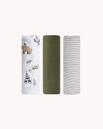 Little Unicorn Cotton Muslin Swaddle 3-Pack - Forest Friends 2