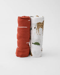 Little Unicorn Deluxe Muslin Swaddle Blanket Set - Safari Social