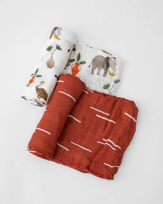 Little Unicorn Deluxe Muslin Swaddle Blanket Set - Safari Social