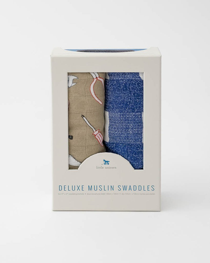 Load image into Gallery viewer, Little Unicorn Deluxe Muslin Swaddle Blanket Set - Work Bench
