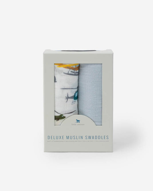 Little Unicorn Deluxe Muslin Swaddle Blanket Set - Air Show