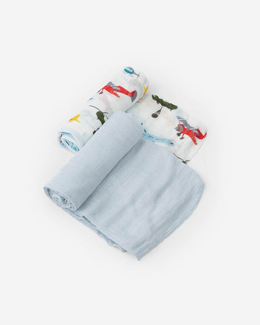 Little Unicorn Deluxe Muslin Swaddle Blanket Set - Air Show