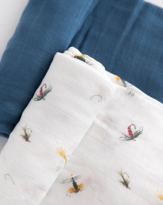 Little Unicorn Deluxe Muslin Swaddle Blanket Set - Gone Fishing 2