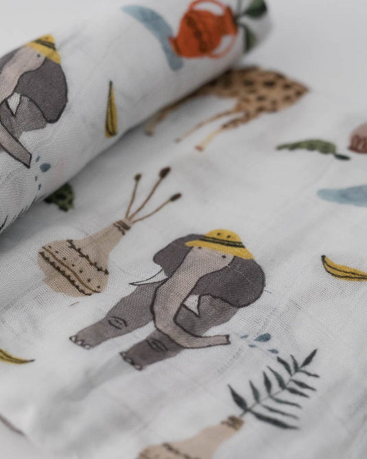 Little Unicorn Deluxe Muslin Single Swaddle - Safari Social