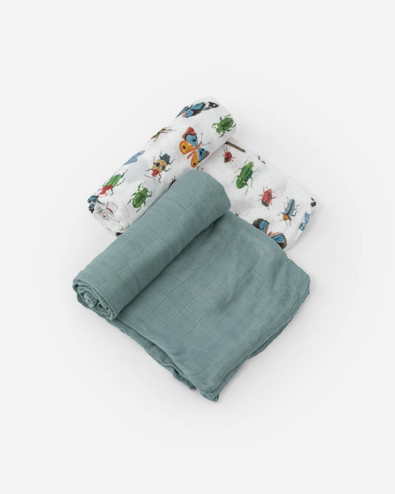 Load image into Gallery viewer, Little Unicorn Deluxe Muslin Swaddle Blanket Set - Bugs
