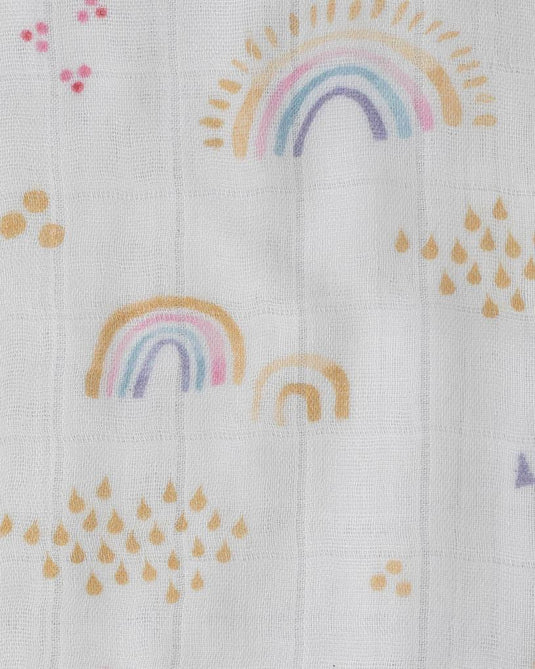 Little Unicorn Deluxe Muslin Quilt - Rainbows and Raindrops