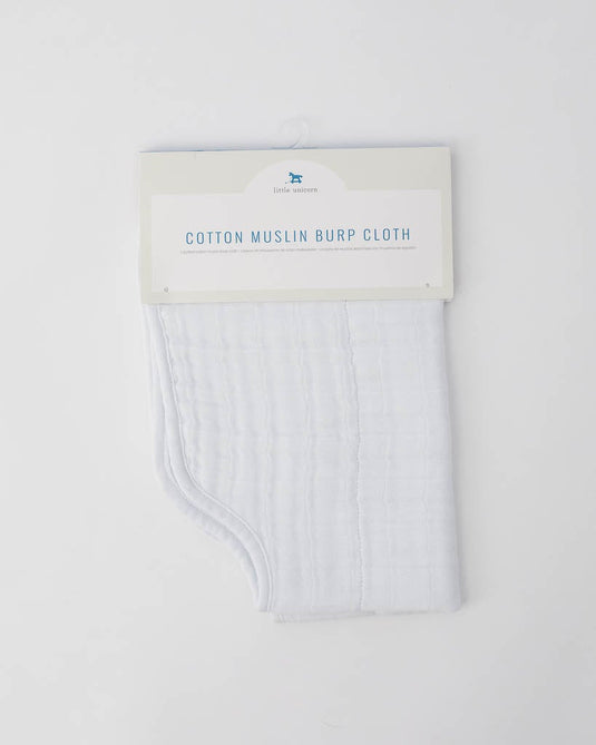 Little Unicorn Cotton Muslin Burp Cloth - White