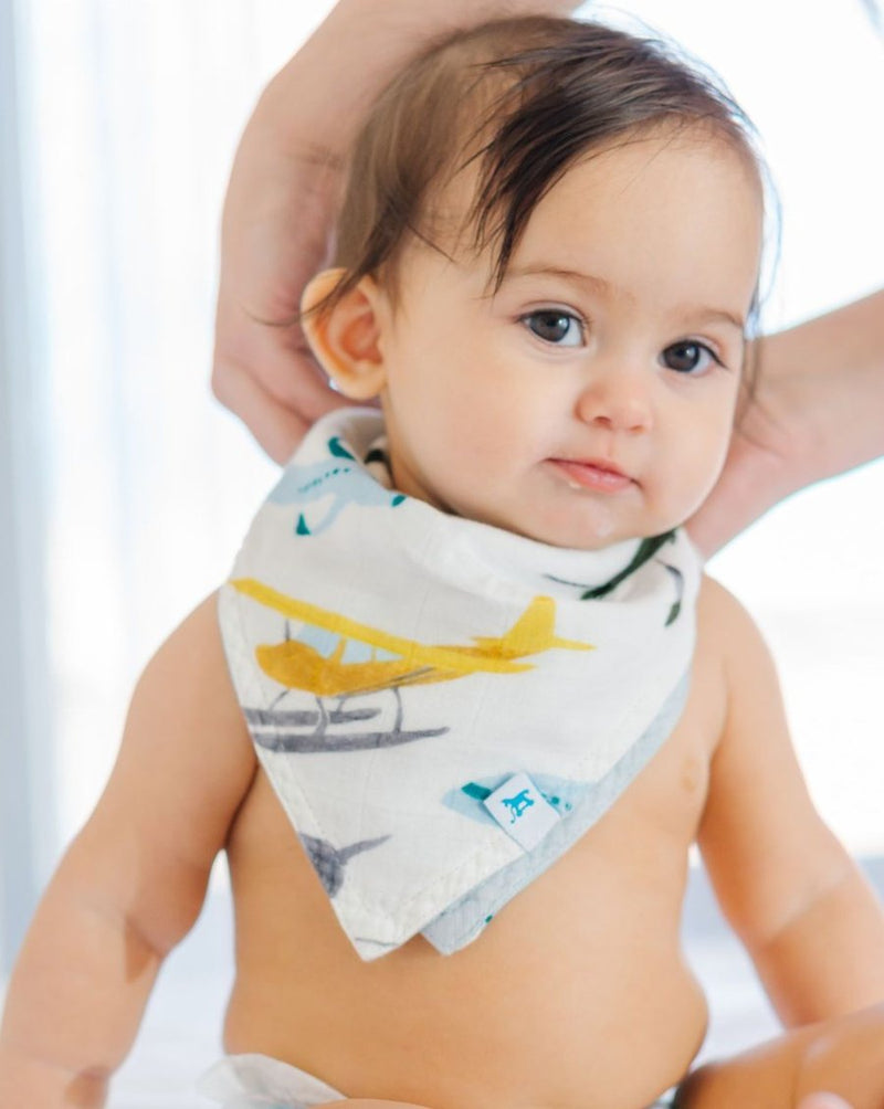 Load image into Gallery viewer, Little Unicorn Deluxe Muslin Reversible Bandana Bib - Air Show
