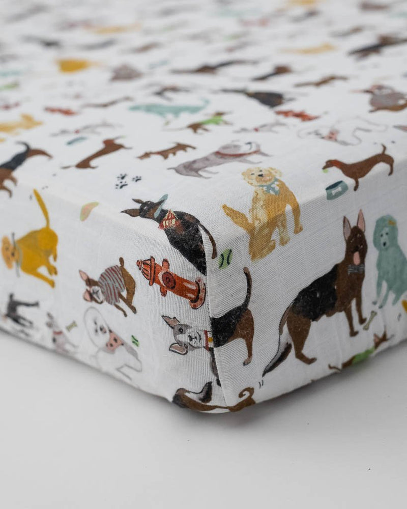 Load image into Gallery viewer, Little Unicorn Cotton Muslin Crib Sheet - Woof
