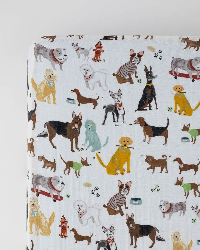 Load image into Gallery viewer, Little Unicorn Cotton Muslin Crib Sheet - Woof
