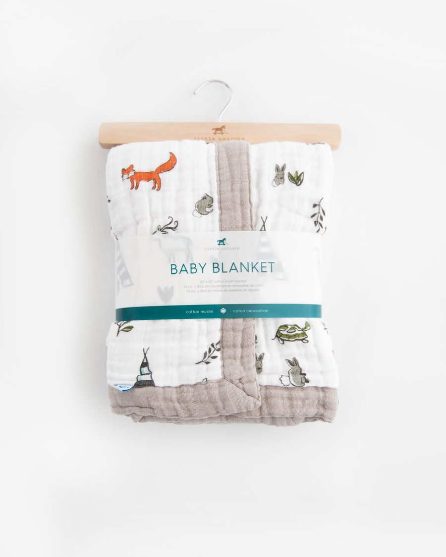 Little Unicorn Cotton Muslin Baby Blanket - Forest Friends