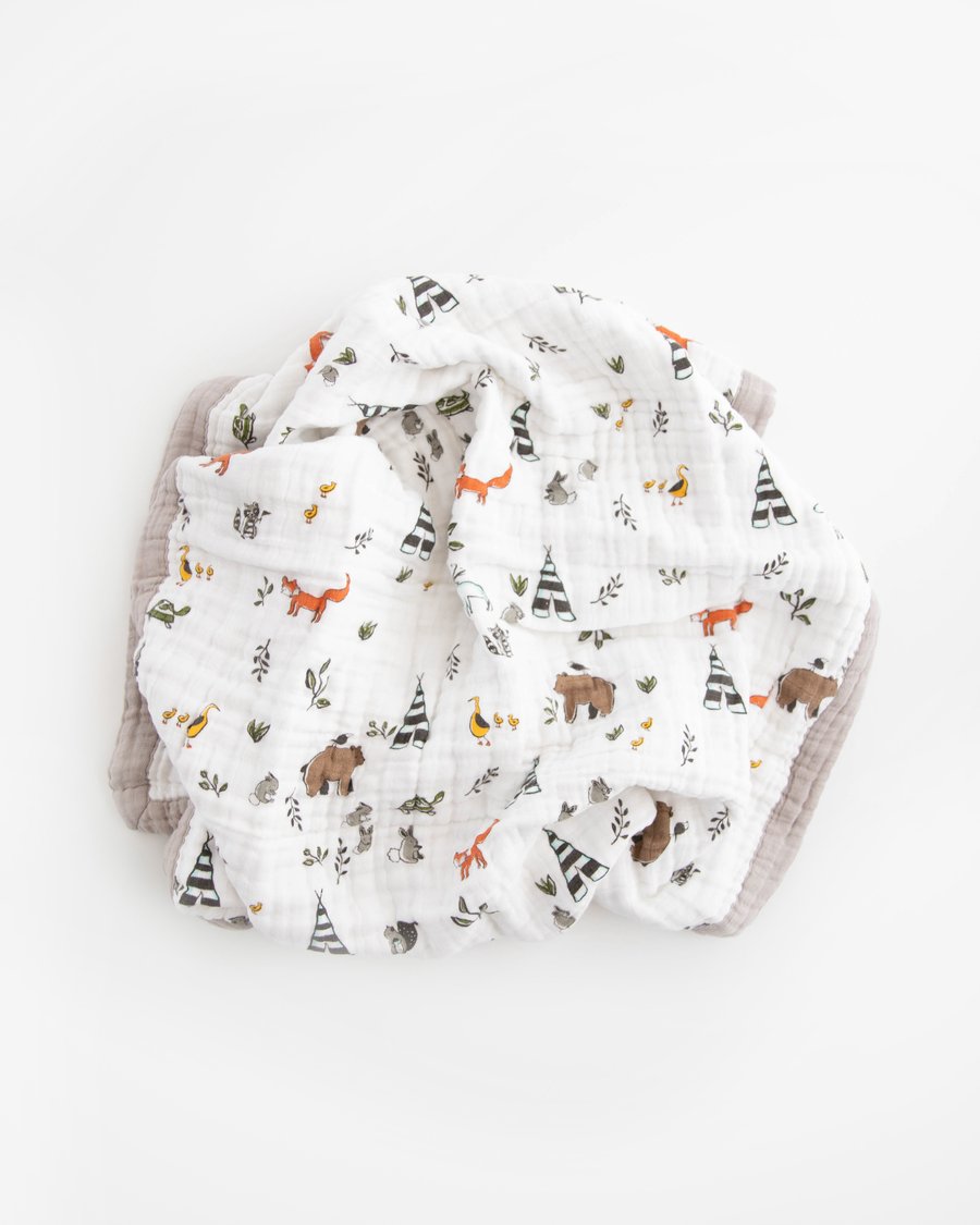 Little Unicorn Cotton Muslin Baby Blanket - Forest Friends