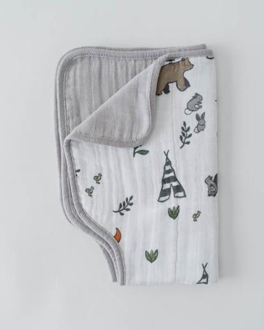 Little Unicorn Cotton Muslin Burp Cloth In Forest Friends