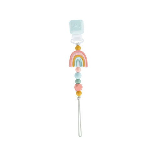 LouLou Lollipop Darling Silicone Pacifier Clip in Rainbow