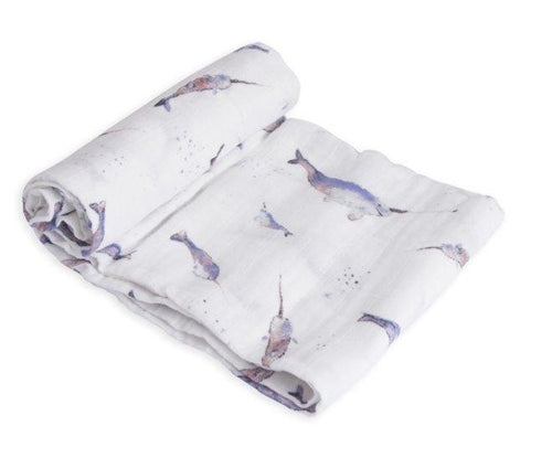 Little Unicorn Cotton Muslin Single Swaddle - Narwhal