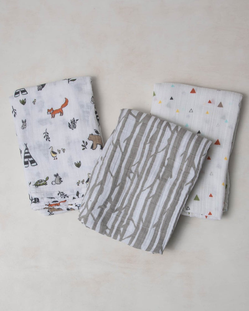 Load image into Gallery viewer, Little Unicorn Cotton Muslin Swaddle 3-Pack - Forest Friends
