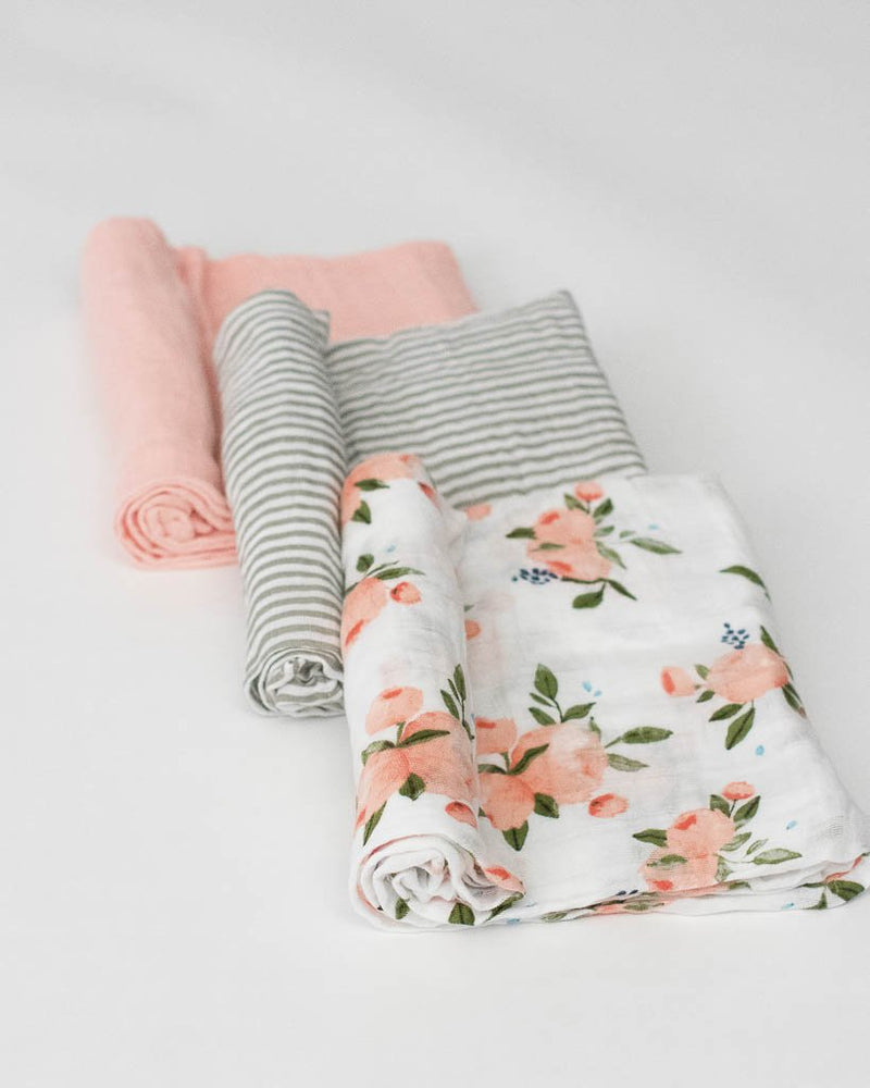 Load image into Gallery viewer, Little Unicorn Cotton Muslin Swaddle 3-Pack - Watercolor Roses
