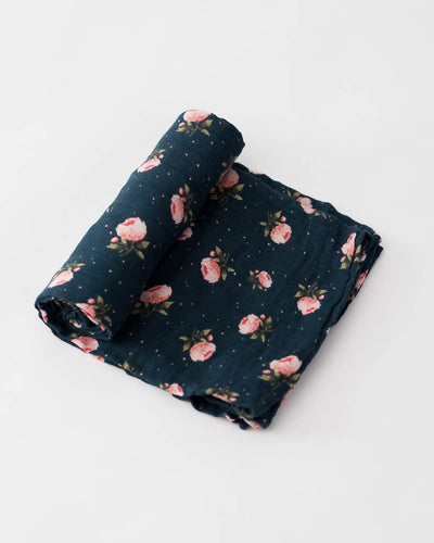 Little Unicorn Cotton MuslinSingle Swaddle - Midnight Rose