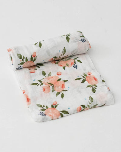 Little Unicorn Cotton Muslin Single Swaddle - Watercolor Roses