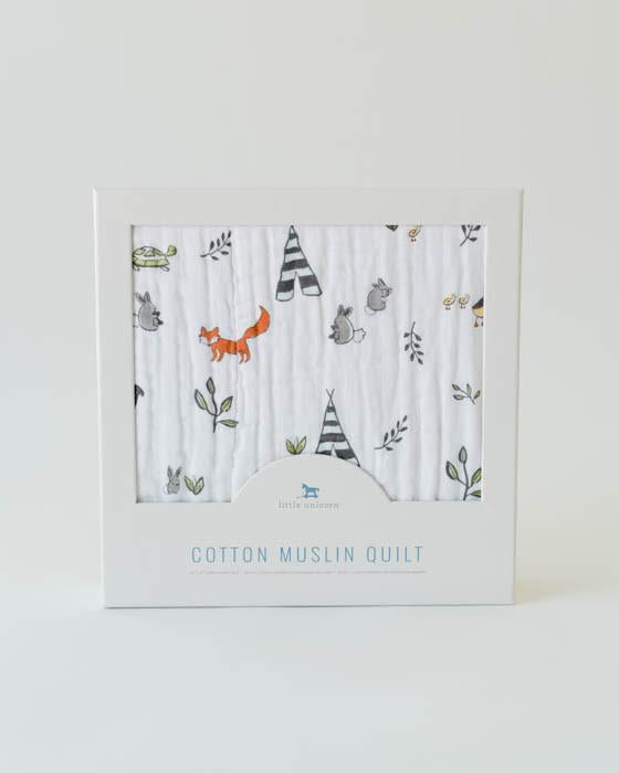 Load image into Gallery viewer, Little Unicorn Cotton Muslin Quilt - Forest Friends
