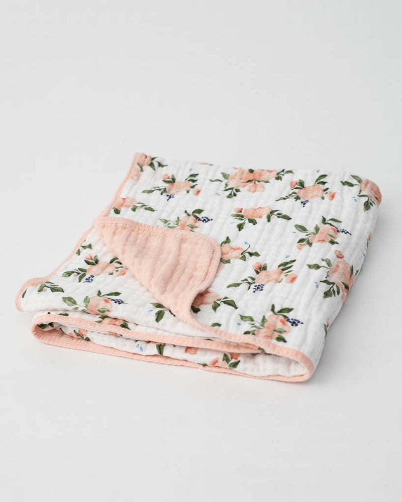 Load image into Gallery viewer, Little Unicorn Cotton Muslin Quilt in Watercolor Roses
