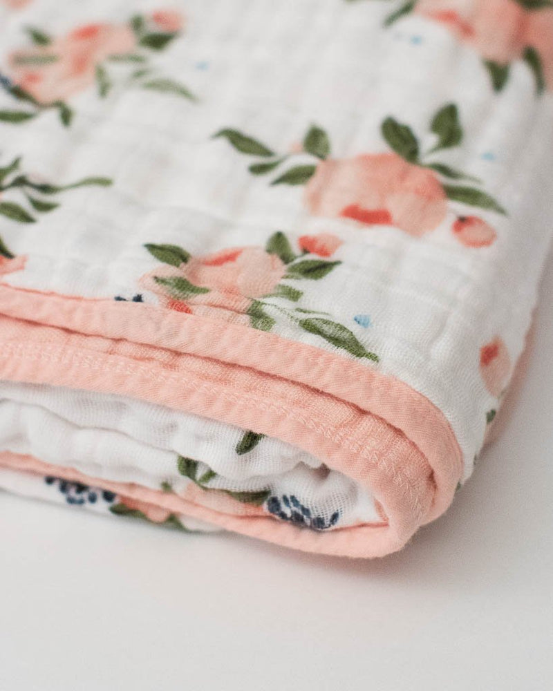 Load image into Gallery viewer, Little Unicorn Cotton Muslin Quilt in Watercolor Roses
