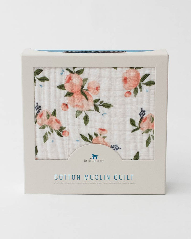 Load image into Gallery viewer, Little Unicorn Cotton Muslin Quilt in Watercolor Roses
