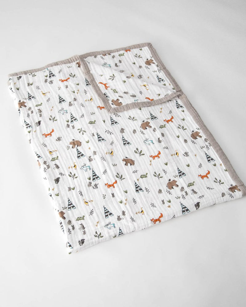 Load image into Gallery viewer, Little Unicorn Cotton Muslin Big Kid Quilt in Forest Friends
