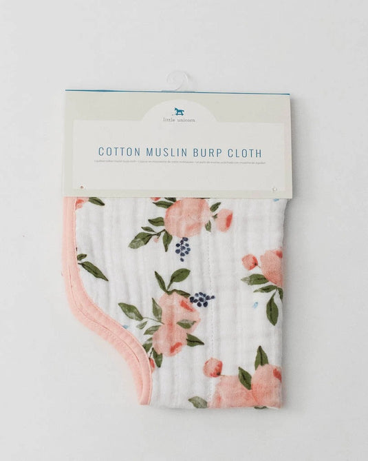Little Unicorn Cotton Muslin Burp Cloth In Watercolor Roses