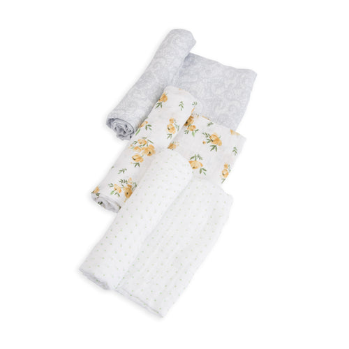 Little Unicorn Cotton Muslin Swaddle 3-Pack - Yellow Rose