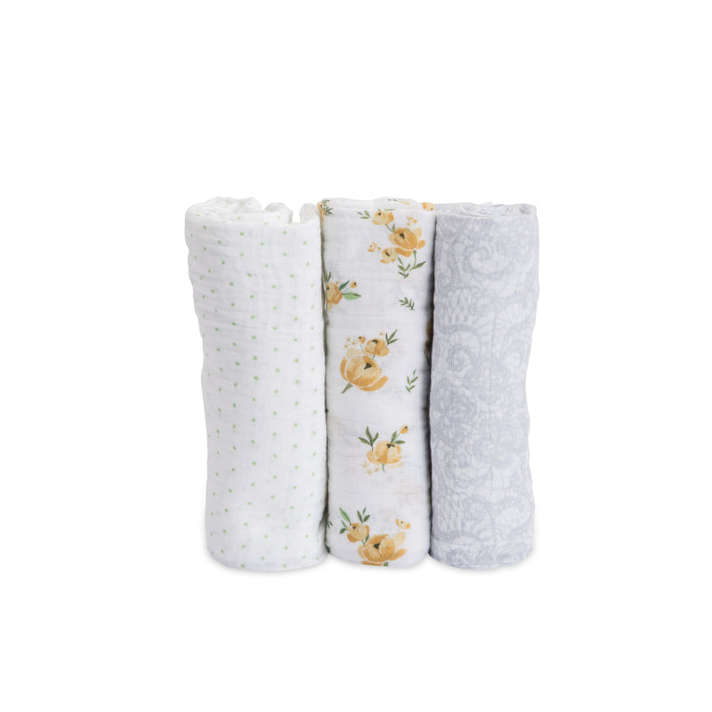 Load image into Gallery viewer, Little Unicorn Cotton Muslin Swaddle 3-Pack - Yellow Rose
